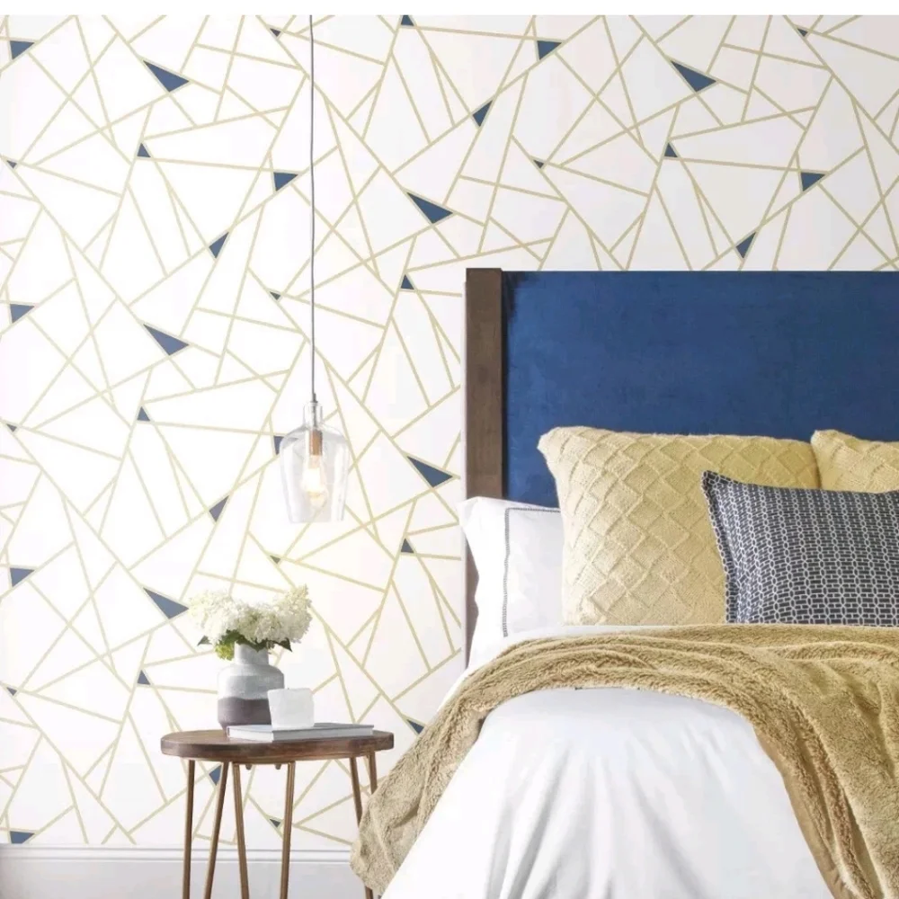 RoomMates Fracture Gold Peel and Stick Wallpaper: Removable Vinyl, Geometric